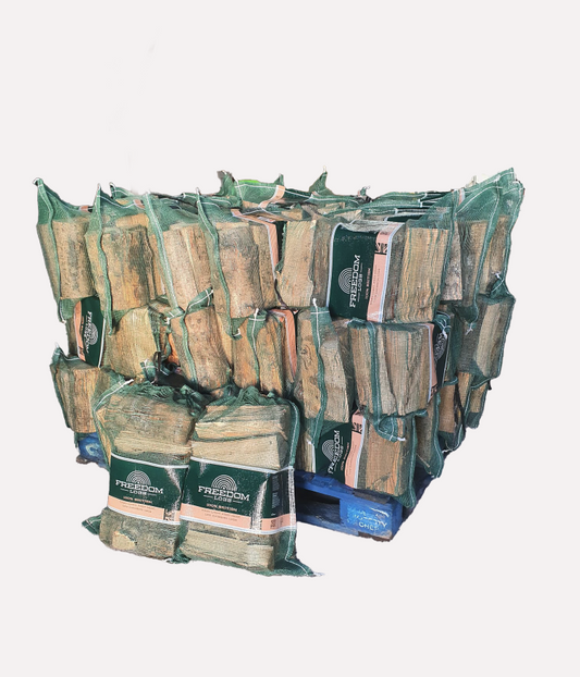 Large Pallet of 45 Net Bags of Kiln Dried Wood Burner Logs