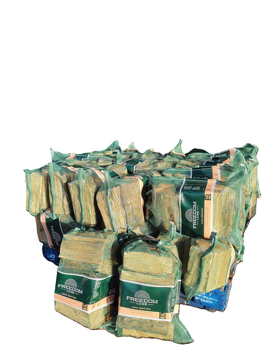 Standard Pallet of 30 Net Bags of Kiln Dried Logs