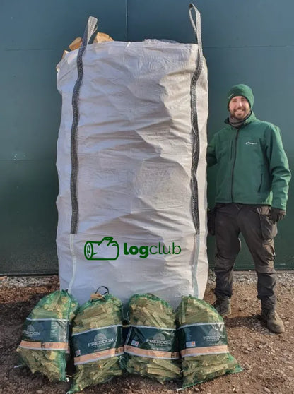 XXL Bundle: Kiln Dried Firewood Bag with 4 Kindling Bags, logs for sale